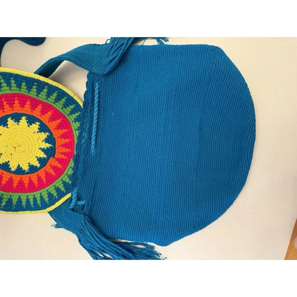 Round Knit‎ Purse Colorful Geometric Mandala Festival